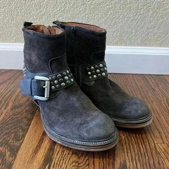 JOSEF SEIBEL Toni Studded Harness Ankle Boots Size 37/ 6.5-7 Brown Suede, - Picture 3 of 16